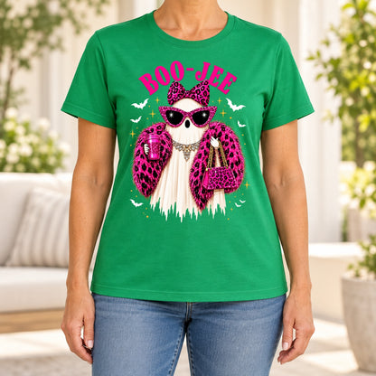 Funny Boujee Halloween Pink Leopard T-Shirt