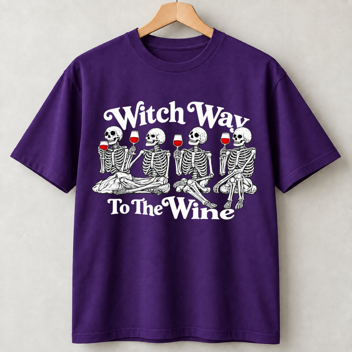 Witch Way To The Wine Skeleton Halloween Shirts
