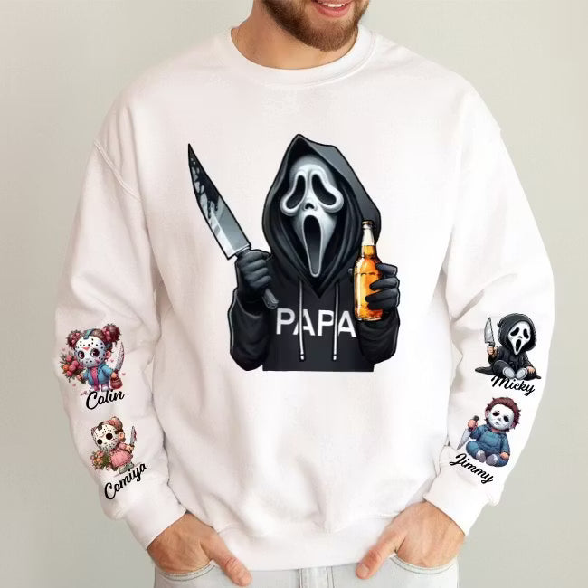 Custom Halloween DAD Sweatshirt with Names on the Sleeve