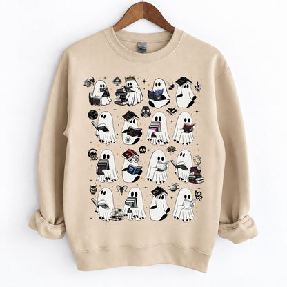 Ghosts Reading Dark Romance Series Books Crewneck