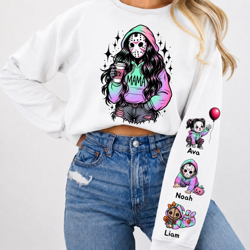 Custom Mama Sweatshirt with Kids Name on Sleeve