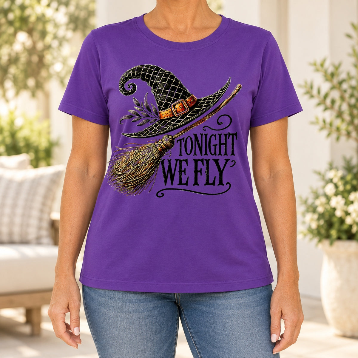 Tonight We Fly Witch Hat Graphic T-Shirt
