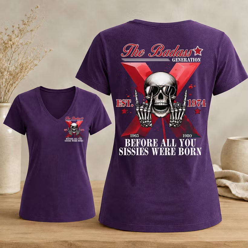 The Badass Generation Custom Year Gen X  Woman's V-neck