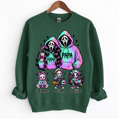 Custom Ghostface Mama&Papa Sweatshirt with Kids Name