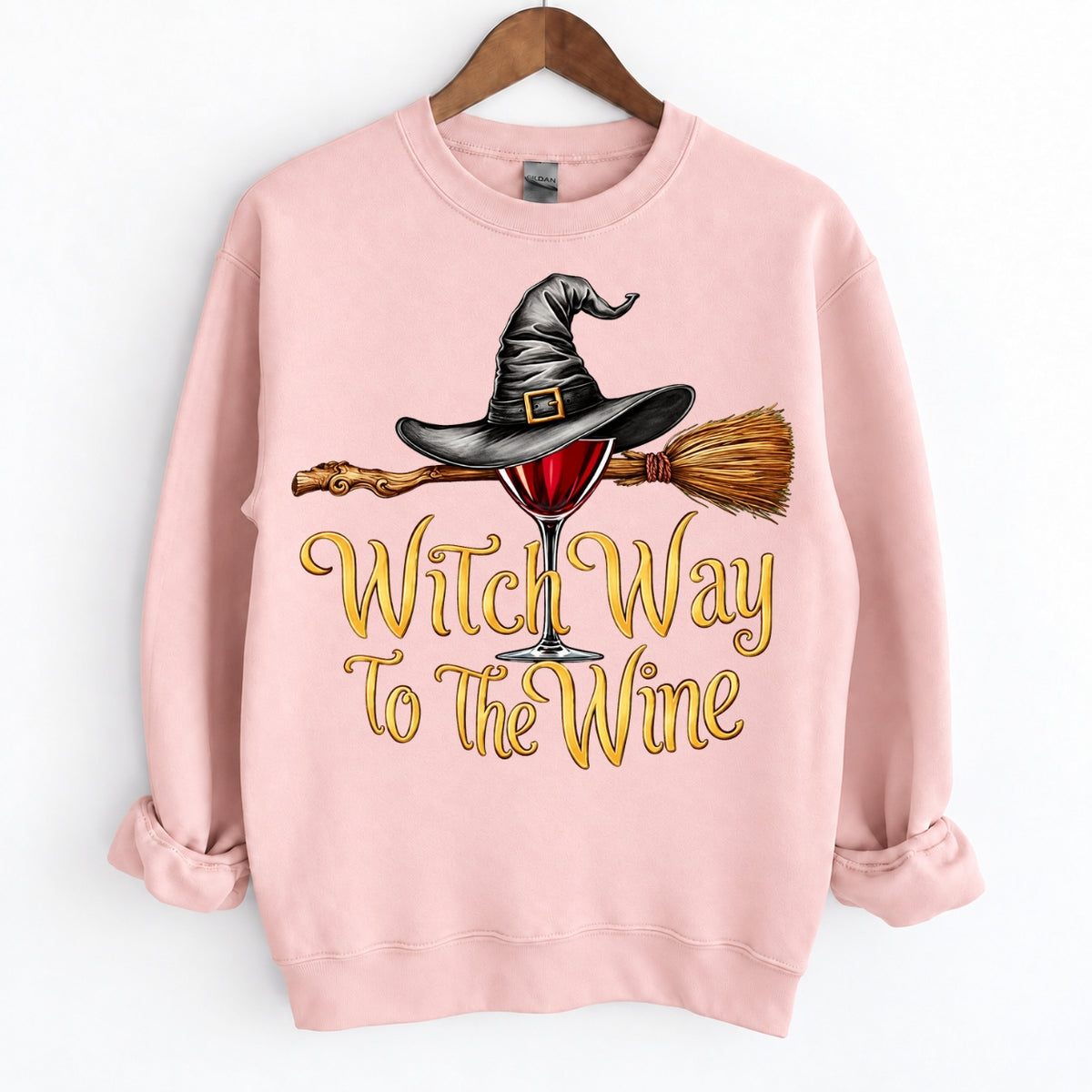 Funny Halloween Wine Lover Witch Way To The Wine Crewneck