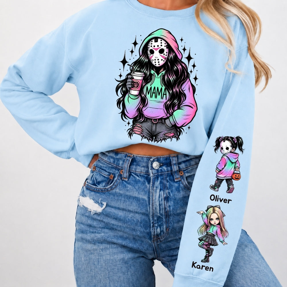 Custom Mama Sweatshirt with Kids Name on Sleeve