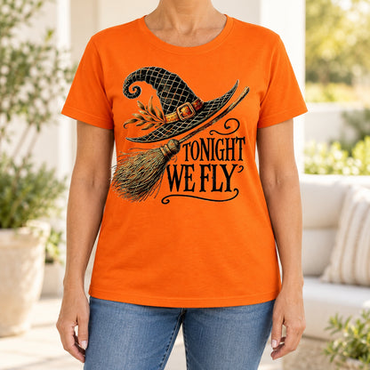 Tonight We Fly Witch Hat Graphic T-Shirt