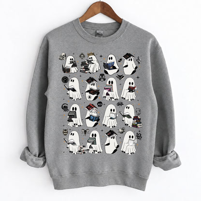 Ghosts Reading Dark Romance Series Books Crewneck
