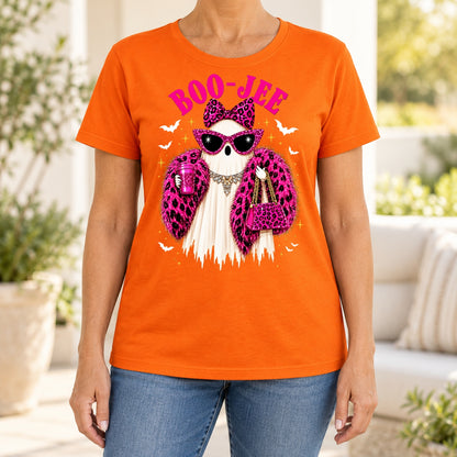Funny Boujee Halloween Pink Leopard T-Shirt