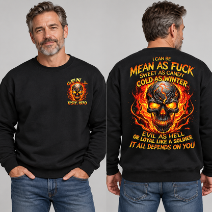Gen X Mean As Fuck Flaming Skull  EST Shirts