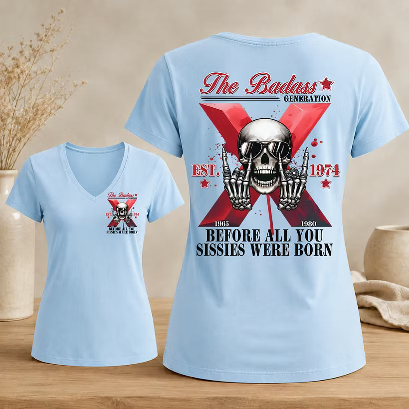 The Badass Generation Custom Year Gen X  Woman's V-neck