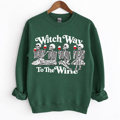 Witch Way To The Wine Skeleton Halloween Shirts