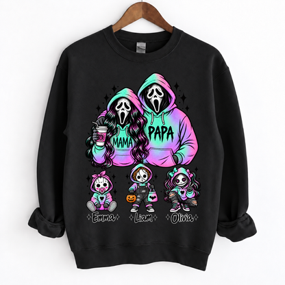 Custom Ghostface Mama&Papa Sweatshirt with Kids Name