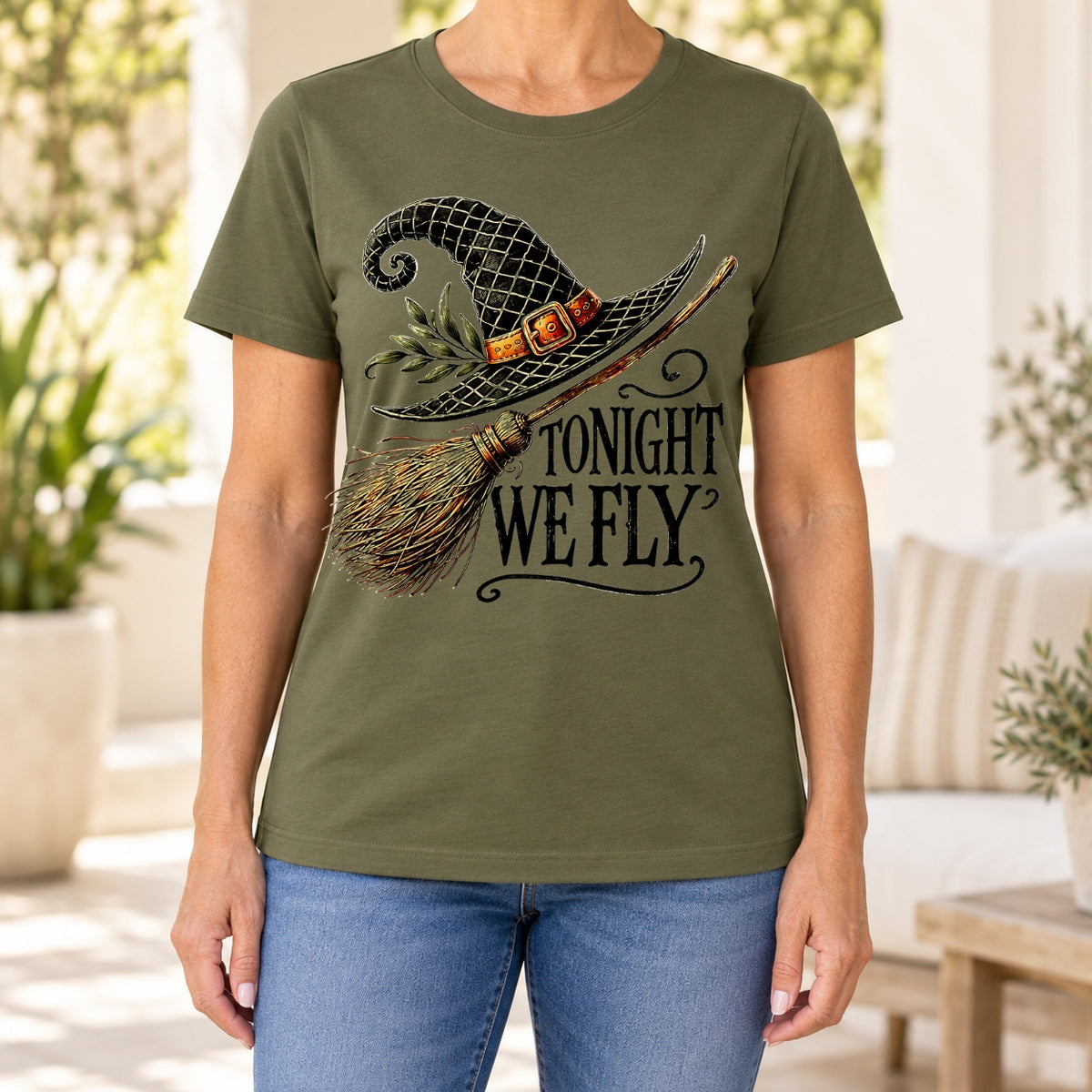 Tonight We Fly Witch Hat Graphic T-Shirt
