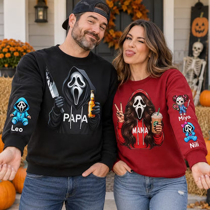 Custom Halloween DAD Sweatshirt with Names on the Sleeve
