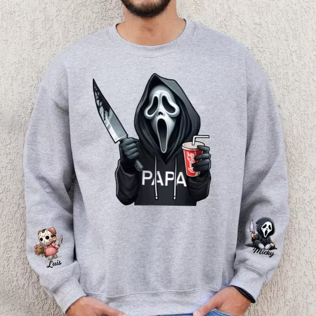 Custom Halloween DAD Sweatshirt with Names on the Sleeve