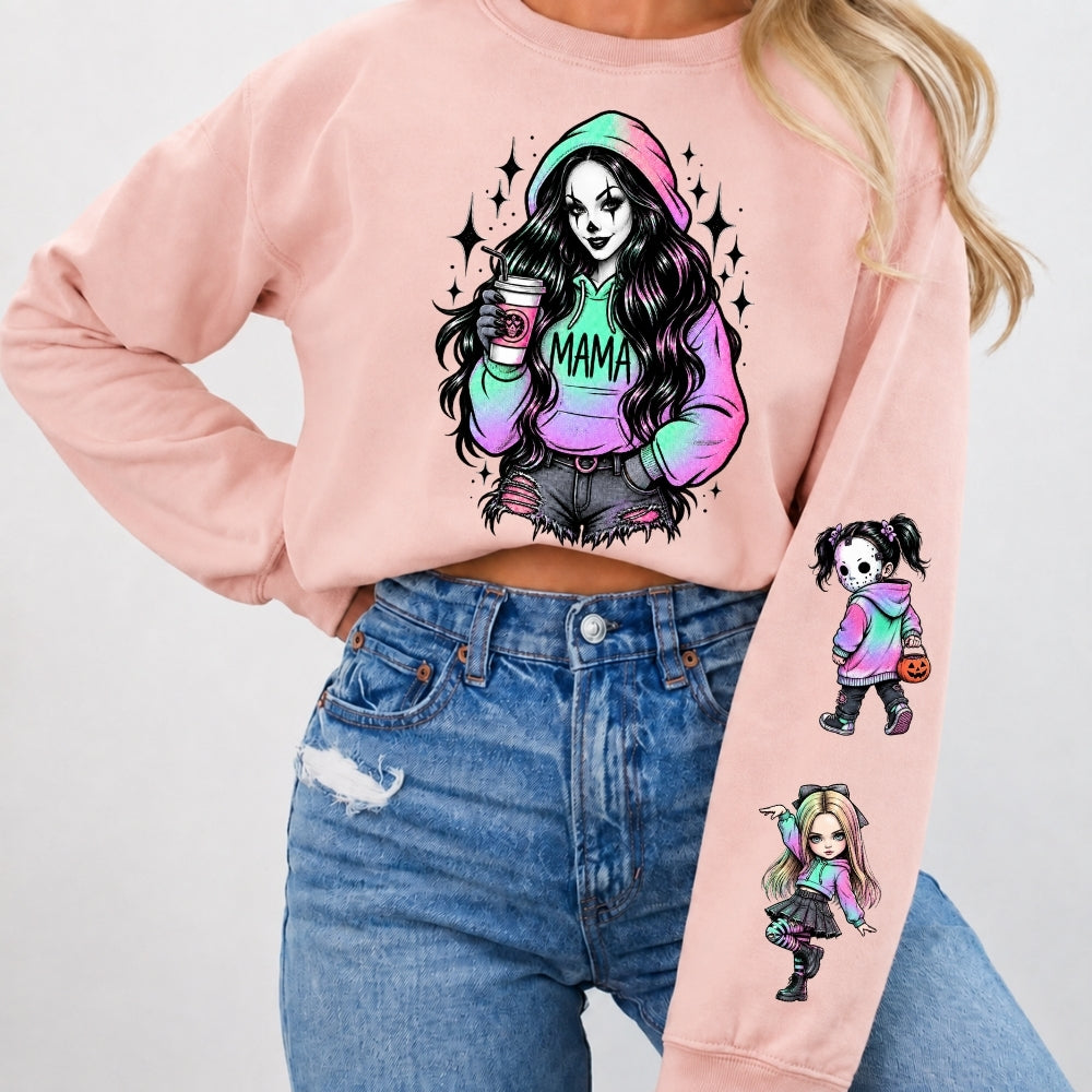 Custom Mama Sweatshirt with Kids Name on Sleeve