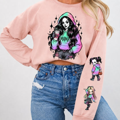 Custom Mama Sweatshirt with Kids Name on Sleeve