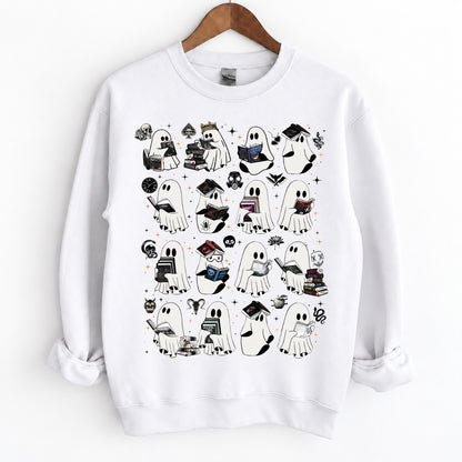 Ghosts Reading Dark Romance Series Books Crewneck