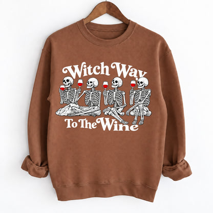 Witch Way To The Wine Skeleton Halloween Shirts