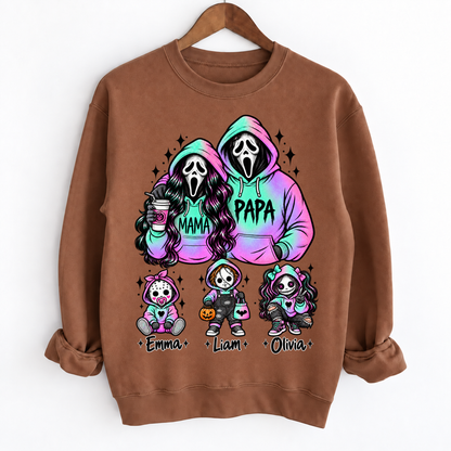 Custom Ghostface Mama&Papa Sweatshirt with Kids Name