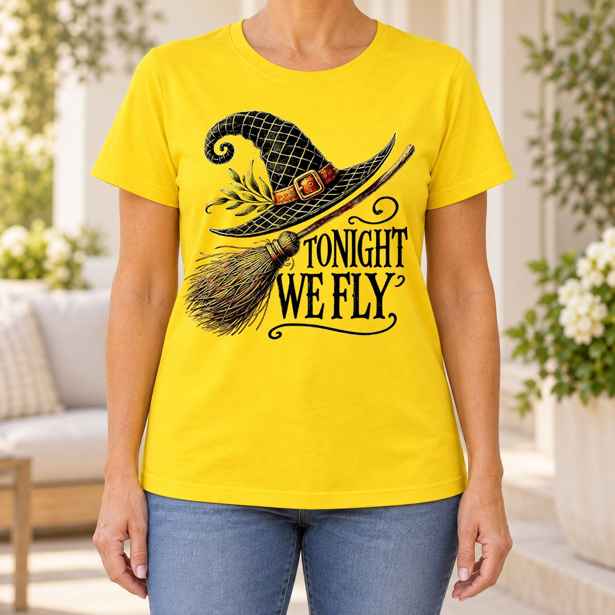 Tonight We Fly Witch Hat Graphic T-Shirt