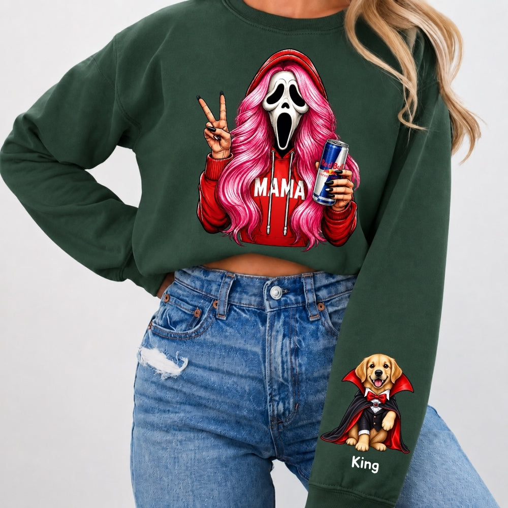 Custom Halloween MAMA Sweatshirt with Kid's Names/Pet's Names on the Sleeve