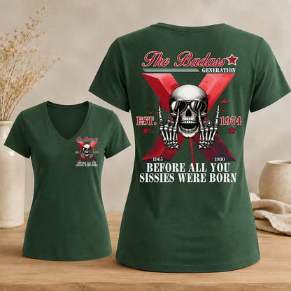 The Badass Generation Custom Year Gen X  Woman's V-neck
