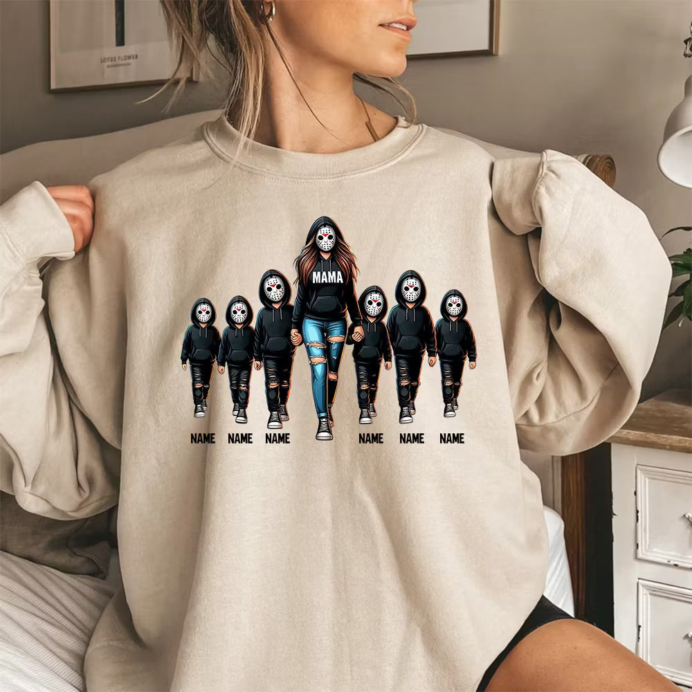 Halloween Custom Family Sweatshirt Mama With Kids Sweatshirt