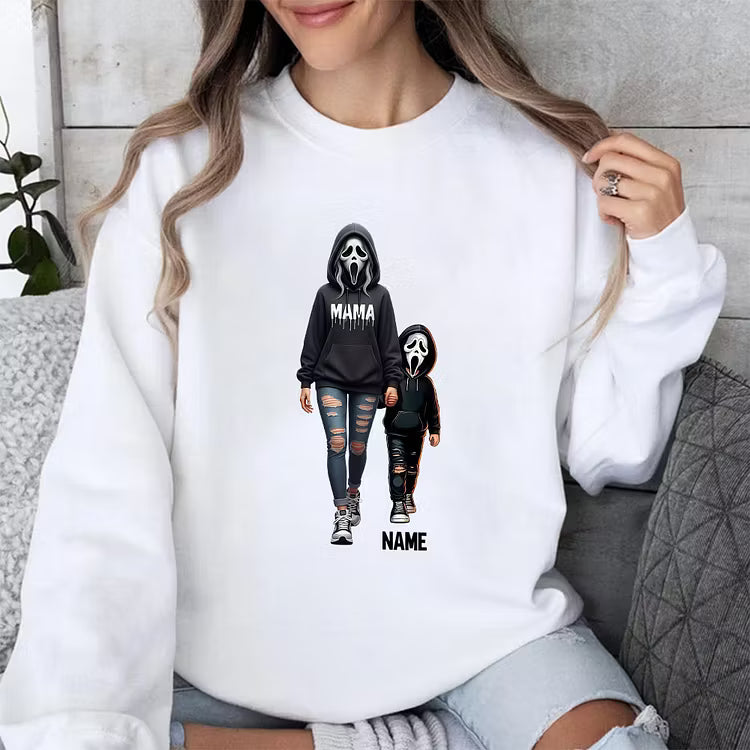 Custom Mama & Kids Ghostface Mask Sweatshirt, T-shirt