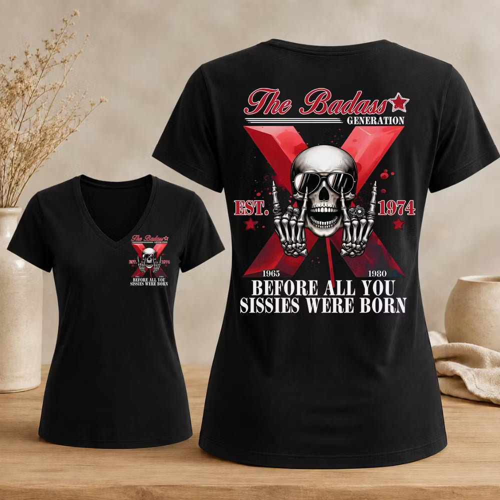 The Badass Generation Custom Year Gen X  Woman's V-neck