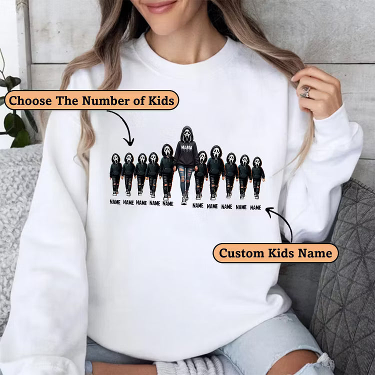 Custom Mama & Kids Ghostface Mask Sweatshirt, T-shirt