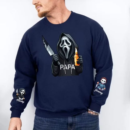 Custom Halloween DAD Sweatshirt with Names on the Sleeve