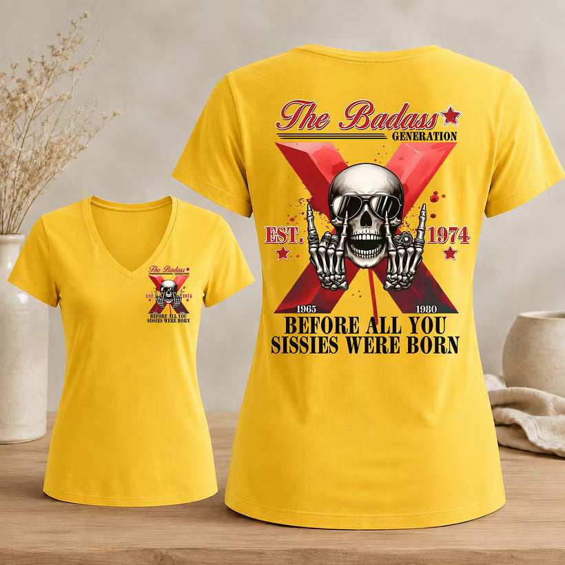 The Badass Generation Custom Year Gen X  Woman's V-neck