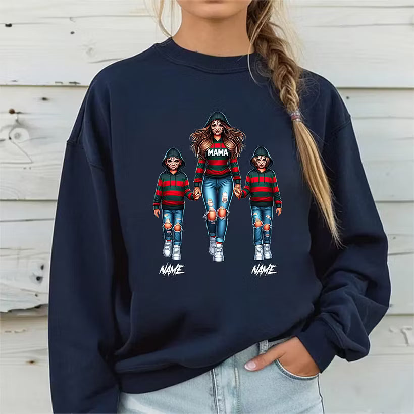 Custom Horror Freddy Krueger Inspired Mom & Kids Matching Hoodie