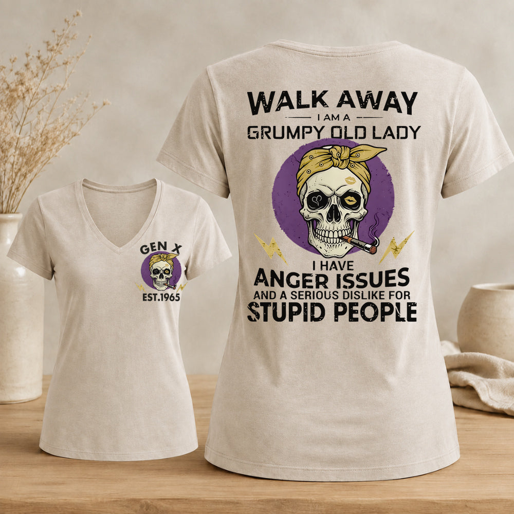 GEN X Custom Year Grumpy Old Lady Graphic Tee Woman's V-neck
