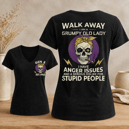 GEN X Custom Year Grumpy Old Lady Graphic Tee Woman's V-neck