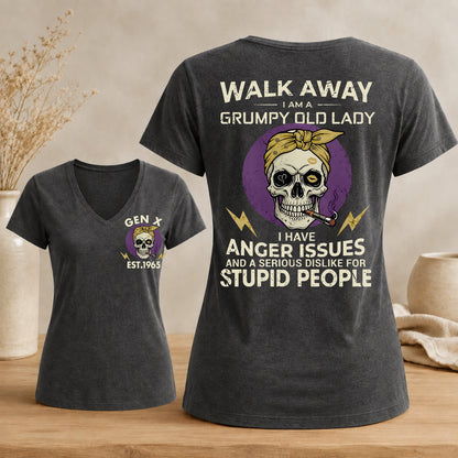 GEN X Custom Year Grumpy Old Lady Graphic Tee Woman's V-neck