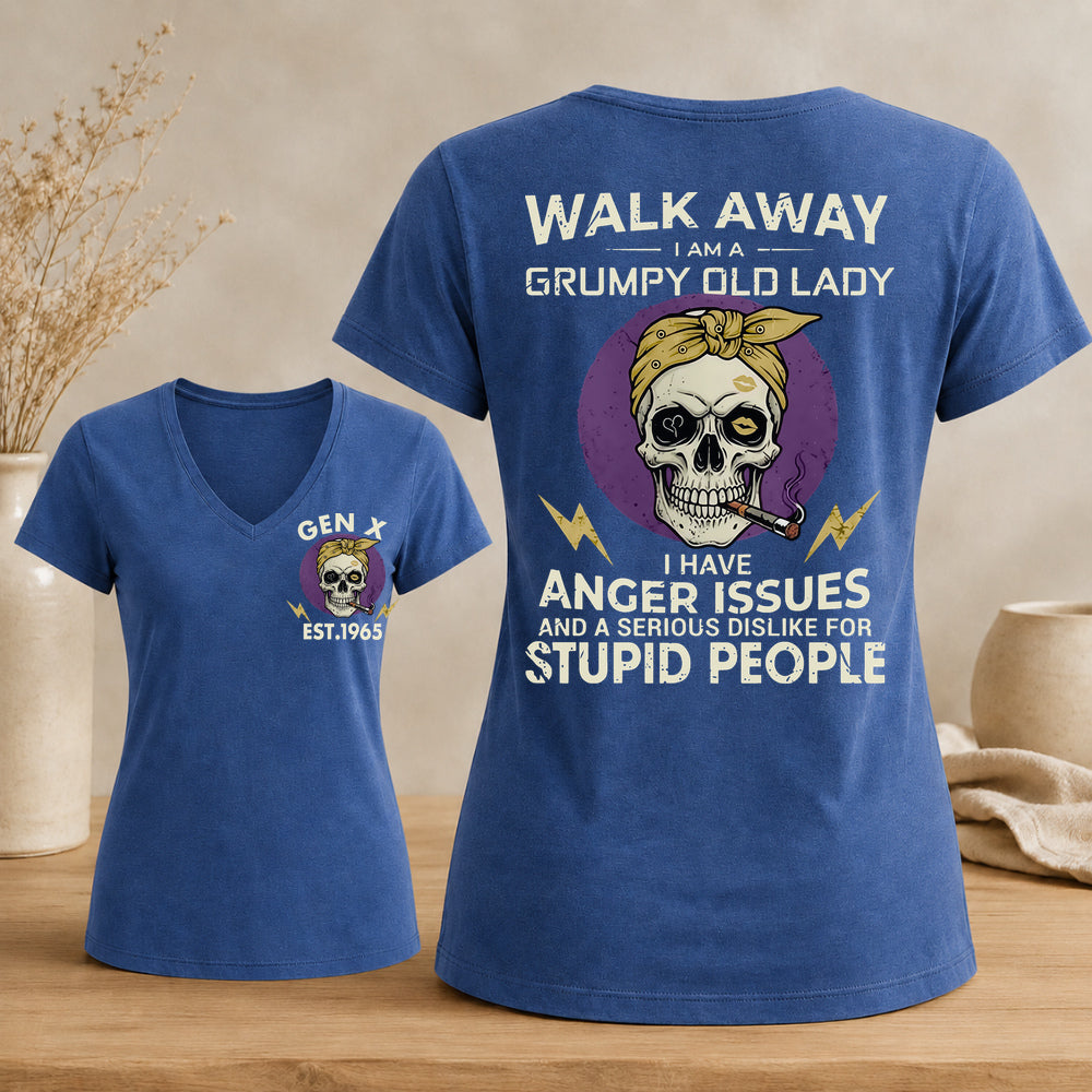 GEN X Custom Year Grumpy Old Lady Graphic Tee Woman's V-neck