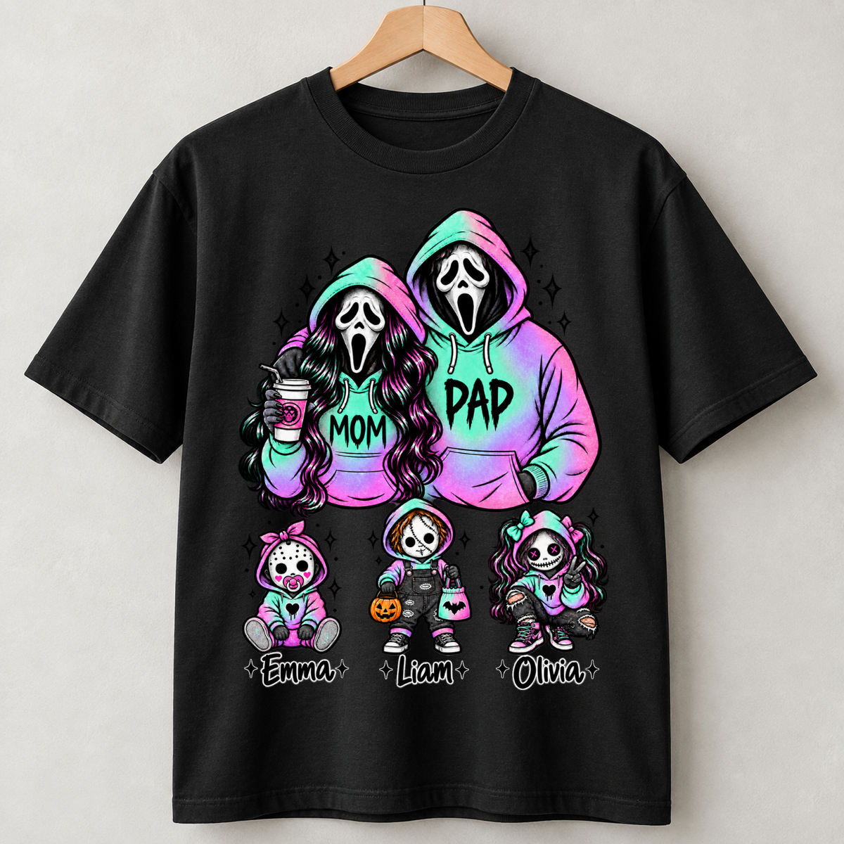 Custom Ghostface Mama&Papa Sweatshirt with Kids Name